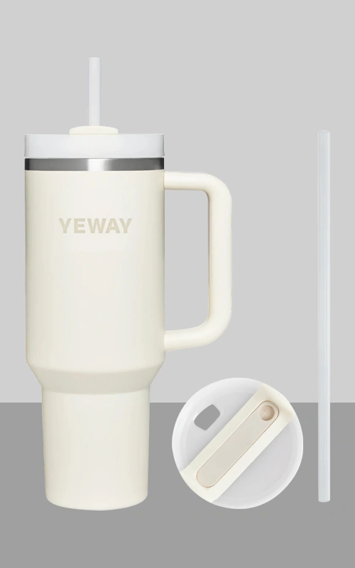 stainless steel 40oz tumbler with handle and straw